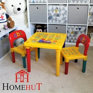 Kids Table and Chair Set ABC Alphabet Childrens Plastic Toddlers Childs School - Picture 1 of 16