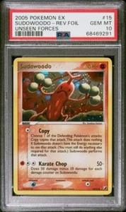 PSA 10 Sudowoodo 15/112 Reverse Holo Stamped Pokemon ex Unseen Forces Komiya 6a - Picture 1 of 2