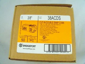 50 Bridgeport 38ACDS 3/8" Single Barrel DoubleSnap Kabelverbinder isoliert  - Bild 1 von 4