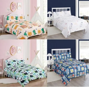 Juego de sábanas + funda de almohada transpirables súper suaves de microfibra para niños con hilos altos - Imagen 1 de 17