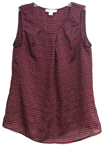 Coldwater Creek Sleeveless Blouse XS 4 6 Women’s Red Purple Pleated Career - Picture 1 of 8