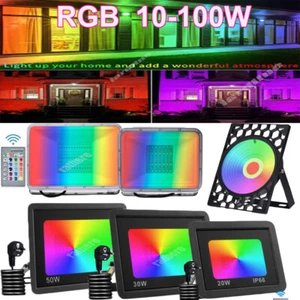 LED Fluter Außen Strahler Flutlicht Scheinwerfer RGB lampe mit Fernbedienung DE - Bild 1 von 28