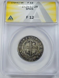 Spain - 1724 - Luis I - 2 Reales ANACS F12 - Picture 1 of 4