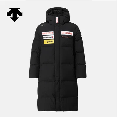 DESCENTE SWISS SKI Long European Goose Down Jacket SQ421SDJN1 BLACK ASIAN FIT - Image 1 of 4