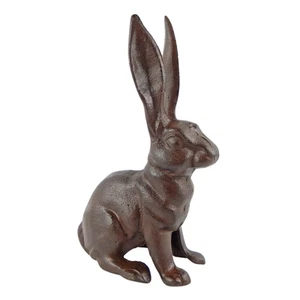 Large Cast Iron Bunny Statue – 10.5" Tall Rustic Rabbit Garden or Home Decor - Picture 1 of 5