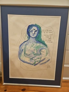 Original Mid Century Modern Painting signed as "Charles Counts. 29 1/2x23"w Mat. - Picture 1 of 9
