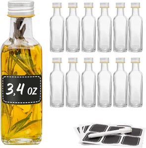Botellas de vidrio pequeñas con tapas - Contenedores de vidrio reutilizables de 3 OZ - Incluye etiquetas - Imagen 1 de 12
