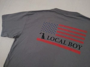 Local Boy Outfitters T-shirt Men's L Gray American Flag Patriotic USA Dog Pocket - Picture 1 of 12