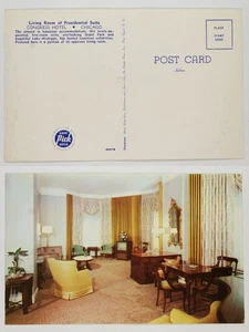 Chicago Congress Hotel Presidential Suite Living Room 1950s Dextone Postcard - Picture 1 of 1