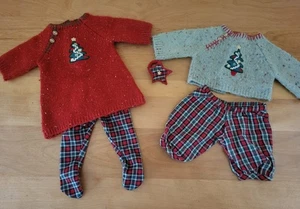 American Girl Bitty Baby Twins Trajes Festivos a Cuadros 2004 Conjunto de Vacaciones Navidad - Imagen 1 de 8