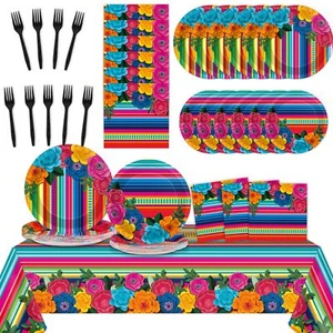 98 Pcs Mexican Fiesta Party Supplies Mexican Theme Tableware Set Cinco De May... - Picture 1 of 7