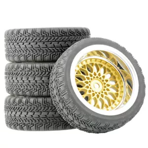 4 pezzi RC scala 1/10 pneumatici gomma ruote cerchio 12 mm esagonale per auto HSP HPI Kyosho Drift - Foto 1 di 7