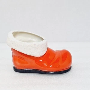 Vintage Keramik Rot Weihnachtsmann Stiefel Kerzenhalter Weihnachtsdeko MCM - Bild 1 von 8