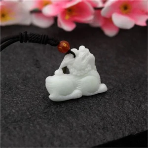 Collar Kirin Colgante Unicornio Jade Doble Cara Joyería Natural Tallado Amuleto - Imagen 1 de 4
