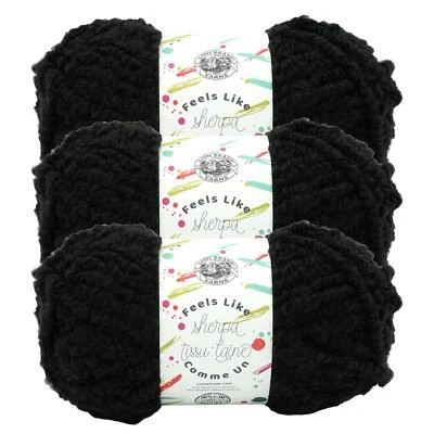 (3 Pack) Lion Brand Yarn 161-153B Feels Like Sherpa Yarn, Onyx - Image 1 of 4