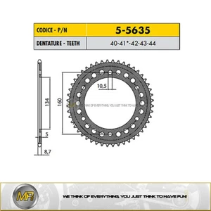 HONDA CBR RR - ABS 1000 FROM 2009 TO 2016 ERGAL REAR SPROCKET 530 - 44 TEETH - Picture 1 of 1