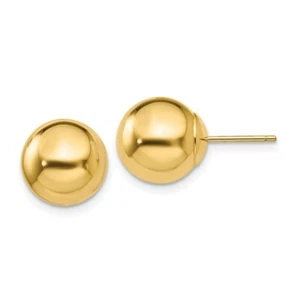 Jewelry Women's Earrings 14k Yellow Gold Polished Ball Hollow Post Back, 10 mm - Picture 1 of 3