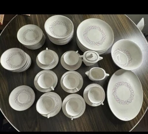 (51 Pieces) Midcentury modern plate dish cream pink gray Park Lane Fine China!! - Picture 1 of 24