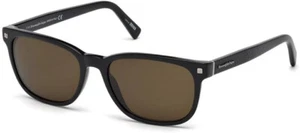 Authentische ERMENEGILDO ZEGNA EZ0075 01J Sonnenbrille glänzend schwarz mit braunen Gläsern - Bild 1 von 7