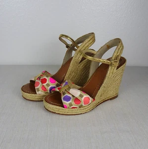 Sandalias de cuña Kate Spade para mujer alpargata zapatos yute geométrico punta abierta 7 - Imagen 1 de 13
