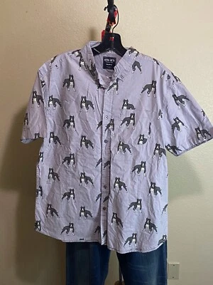 Alpha Beta Angry Dog Spikes Obra de Arte MANGA CORTA CAMISA ABOTONADA XL Delgada  Foto 1 de 4