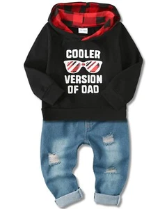 2T 3T Toddler Baby Boy Clothes Fall Winter Outfit Sets Long Sleeve Letter Hoo... - Picture 1 of 9