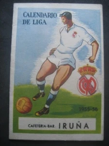CALENDARIO FUTBOL REAL MADRID 1ª DIVISION LIGA TEMPORADA 1955-1956. CAFE IRUÑA - Imagen 1 de 6