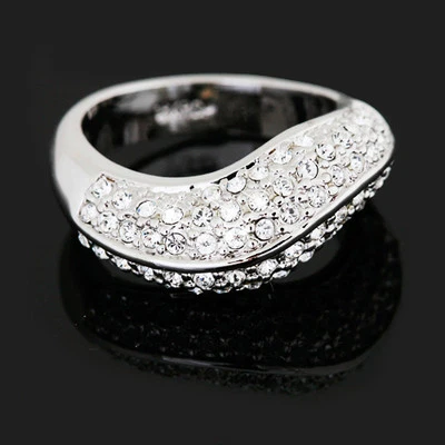 18k White Gold Plated Engagement Party Ring Made With Swarovski Crystal SR124 — 第 1/2 张图片