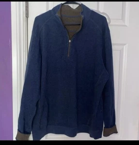 Tommy Bahama Reversible Sweater Sweatshirt 1/4 Zip UpPullover Blue & Brown Used - Picture 1 of 11