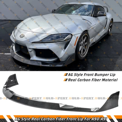 Para 2020-26 Toyota Supra MK5 fibra de carbono real AG 3 peças estilo para-choque dianteiro kit labial - Imagem 1 de 4