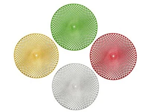 HOLIDAY DECORATIVE ROUND SPIRAL VINYL PLACEMAT, 15" DIAMETER PLACE MAT, 4 COLORS - Picture 1 of 10