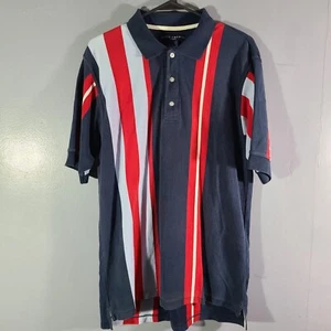 Ivy Crew Polo Shirt Men's Sz L Short Sleeve 100% Cotton Red White Blue Stripes - Picture 1 of 12