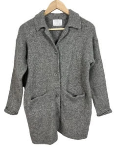 Zara Kid’s Girl Gray Wool Blend Button Up Sweater Collared Size 11-12 Knit - Picture 1 of 7