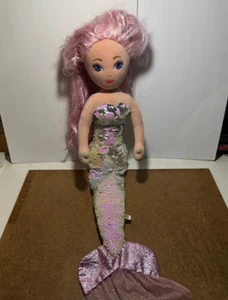 Ty Sea Paillettes CORA ROSA Sirena Cambia Colore Peluche 36" RARO EXTRA LARGE - Foto 1 di 9