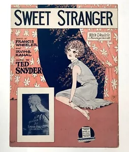 Partituras de 1927 Sweet Stranger con arreglo de ukelele arte de portada antiguo - Imagen 1 de 4