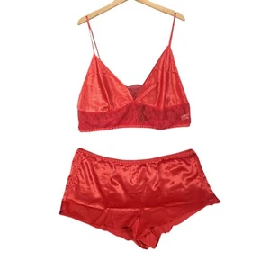 Fredericks Of Hollywood Delphine Lace & Satin Red Sleep Set Size 1X Plus - Picture 1 of 7