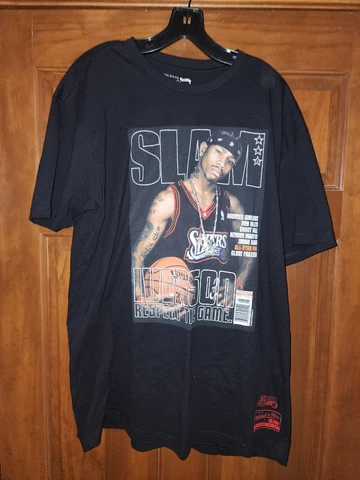 Mitchell & Ness Men's Philadelphia 76ers Allen Iverson Slam Cover T-Shirt BLK XL Cover