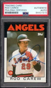 1986 TOPPS #400  Rod Carew  LA ANGELS SIGNED AUTOGRAPH CARD  PSA / DNA AUTHENTIC - Picture 1 of 2