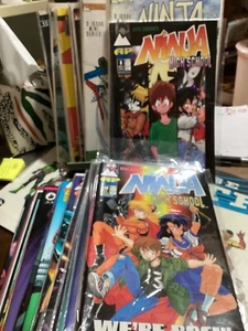 GRANDE LOTTO 42 FUMETTI NINJA HIGH SCHOOL #0-73 STAMPA ANTARTICA 1987 BENN DUNN - Foto 1 di 9