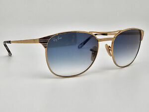 Ray-Ban RB3429-M 001/3F Signet Gold Frame Gradient Light Blue Lens Sunglasses