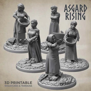 Set Villager Femenino Townsfolk - Miniaturas Asgard Rising - Wargaming D&D DnD - Imagen 1 de 6