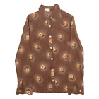 Vintage FRIEDRICH HAMMERLE Womens Shirt Brown 90s Floral Long Sleeve XS