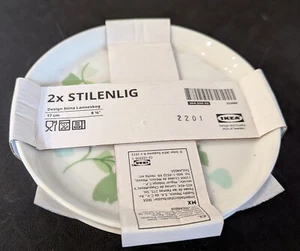 IKEA Green Leaves Stilenlig 2 Bread / Salad Plates NEW 6” - Picture 1 of 4