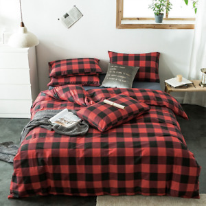 Duvet Cover Bed Set Plaid Geometric Bedding Sets Twin Queen King Sizes For Teens
