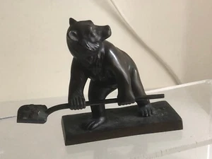 Small Bronze Figure of a Bear Holding a Shovel. - Picture 1 of 7