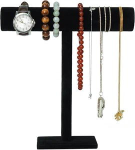 G Ganen T-Bar Necklace Holder Jewelry Display Stand; Black Velvet Holder Organiz - Picture 1 of 12