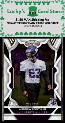 2022 Panini Certified #146 Andrew Booth Jr. Rookie #/399 - Image 1 of 2