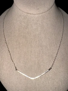 Dainty Sterling Silver 925 Chevron Bar Necklace | Layering Minimalist Jewelry - Picture 1 of 3