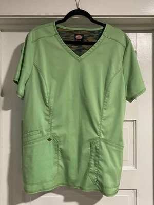 Camisa Médica Dickies Para Mujer XL Verde Contorneada Ajustada Cuello en V Top Costuras Foto 1 de 4