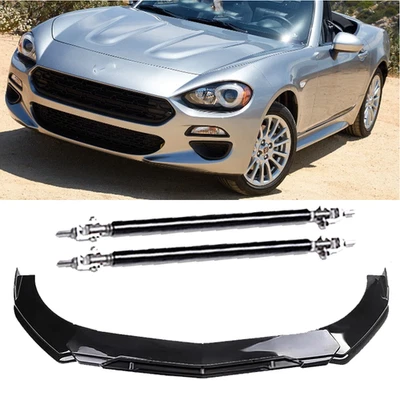 Front Bumper Lip Spoiler Splitter Glossy Black Body Kits For Fiat 124 Spider - Image 1 of 4